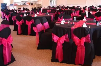 Formal Event Black Chairs Hot Pink Sashes Elegant Dining Event Production Las Vegas