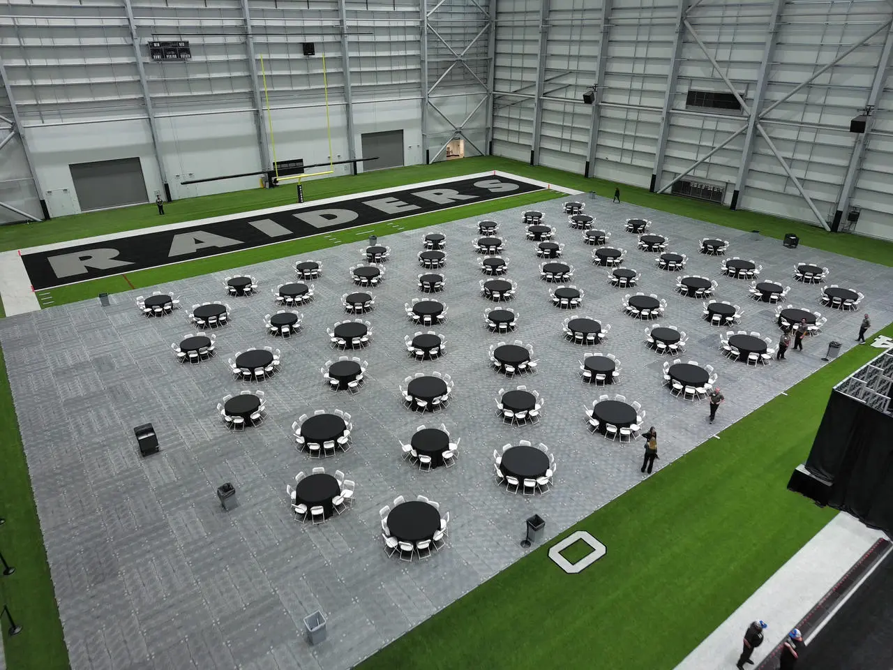 Las Vegas Raiders Facility Black Tables White Chairs Event Production
