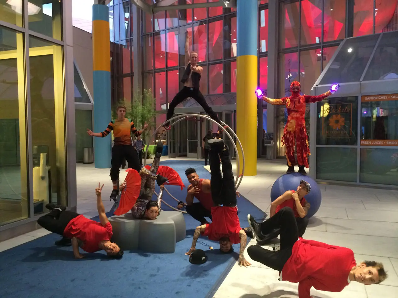 Acrobatic performers group with Cyr wheel, contortionist, and breakdancers for events in Las Vegas