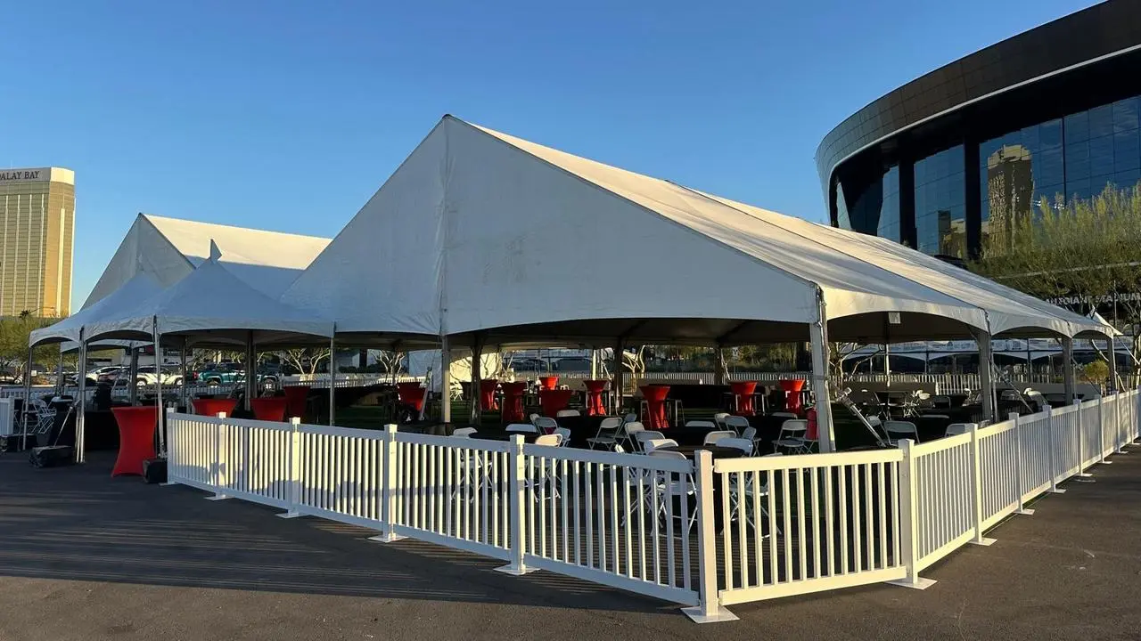 White Picket Fence Stanchions Outdoor Event Mandalay Bay Allegiant Stadium Las Vegas